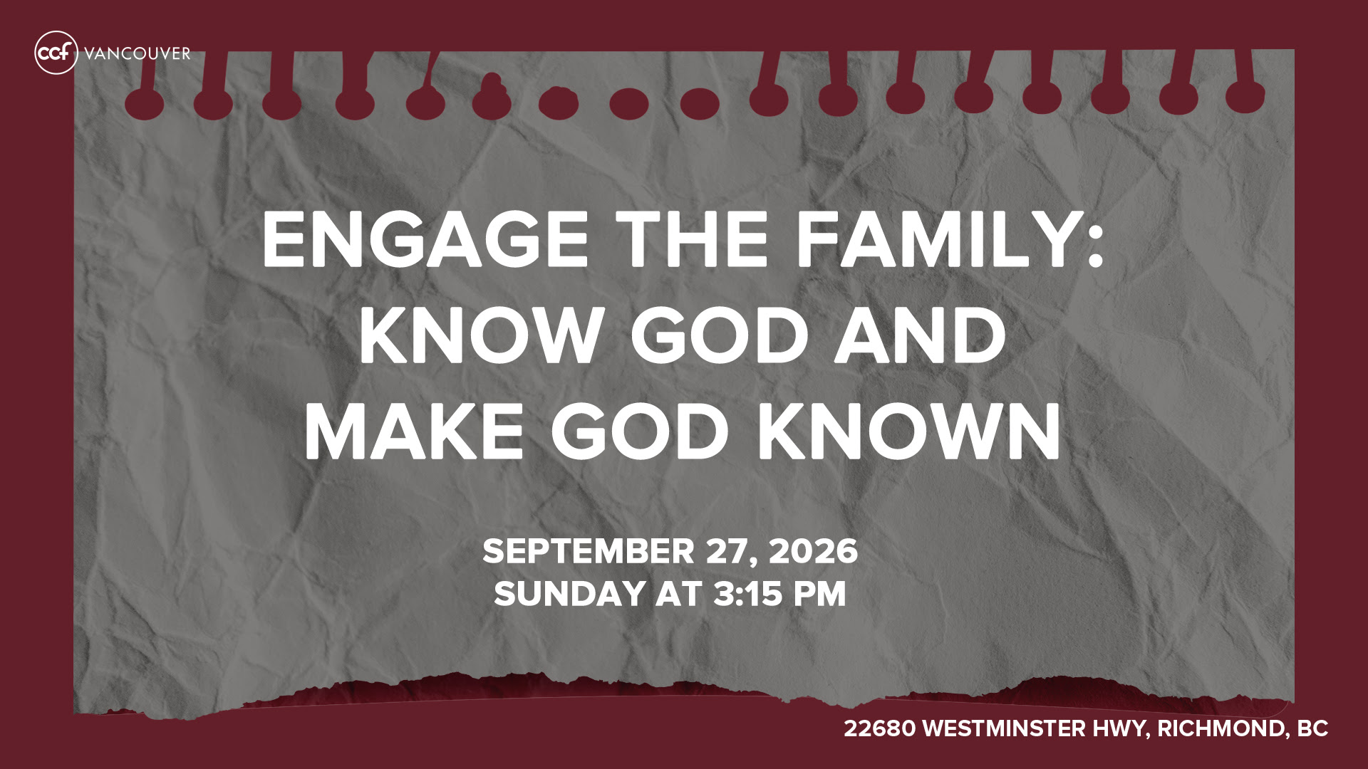 Engage The Family: Know God And Make God Known